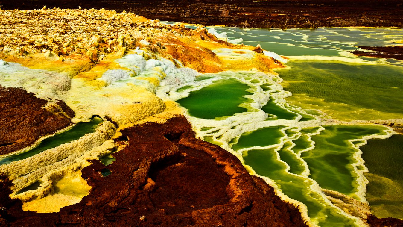 Etiópia, Dallol vulkán, Danakil-mélyföld, Földrajzi képződmény, sivatagi medence, Föld legszárazabb és legmelegebb vidéke 