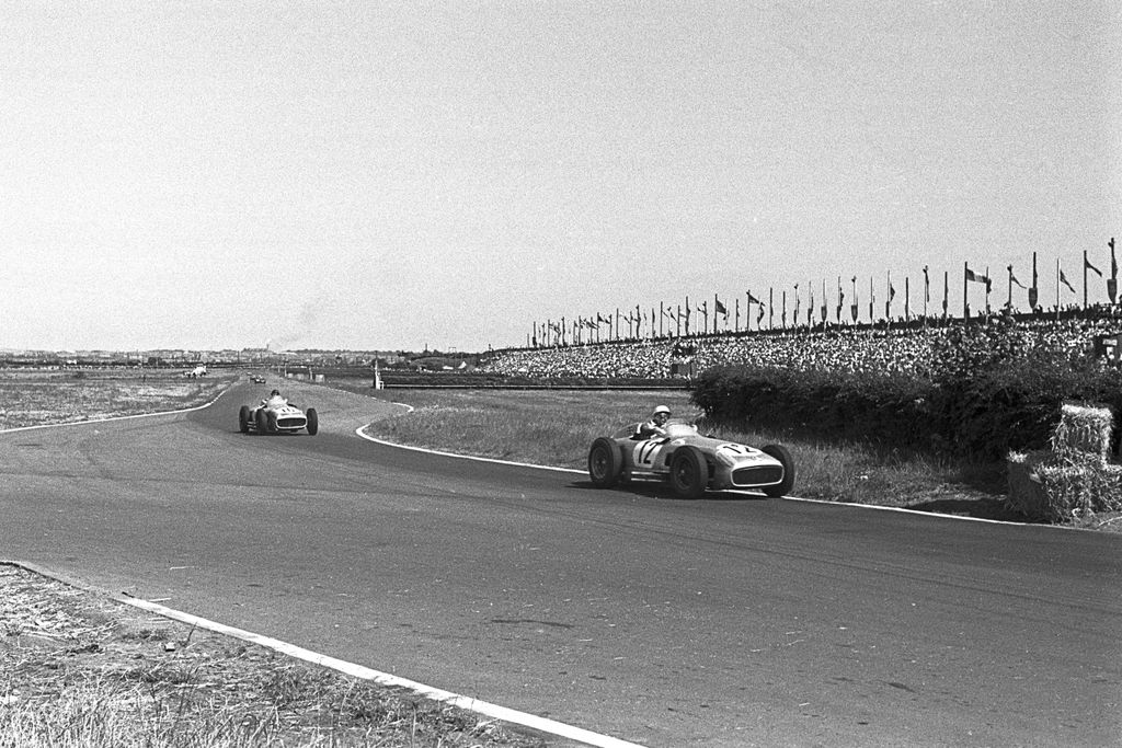 Forma-1, Stirling Moss, Juan Manuel Fangio, Mercedes, Brit Nagydíj 1955 