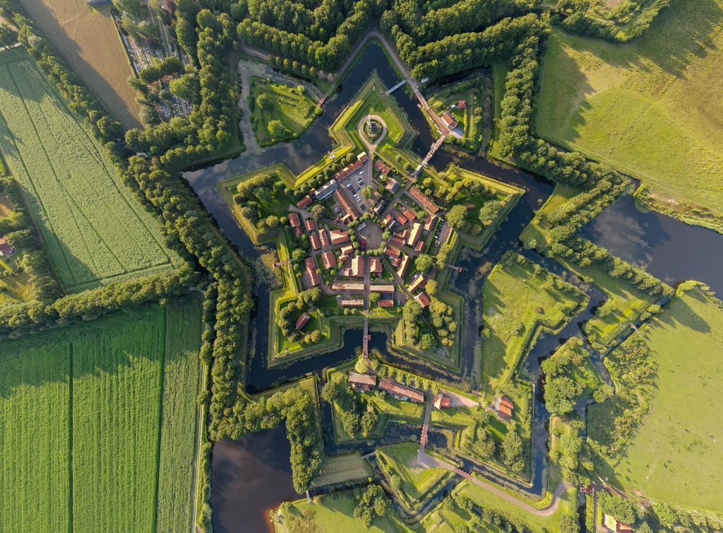Hollandia, Erőd, Bourtange, csillagerőd, 1500-as évek, Groningen régió, 1593, falu 
