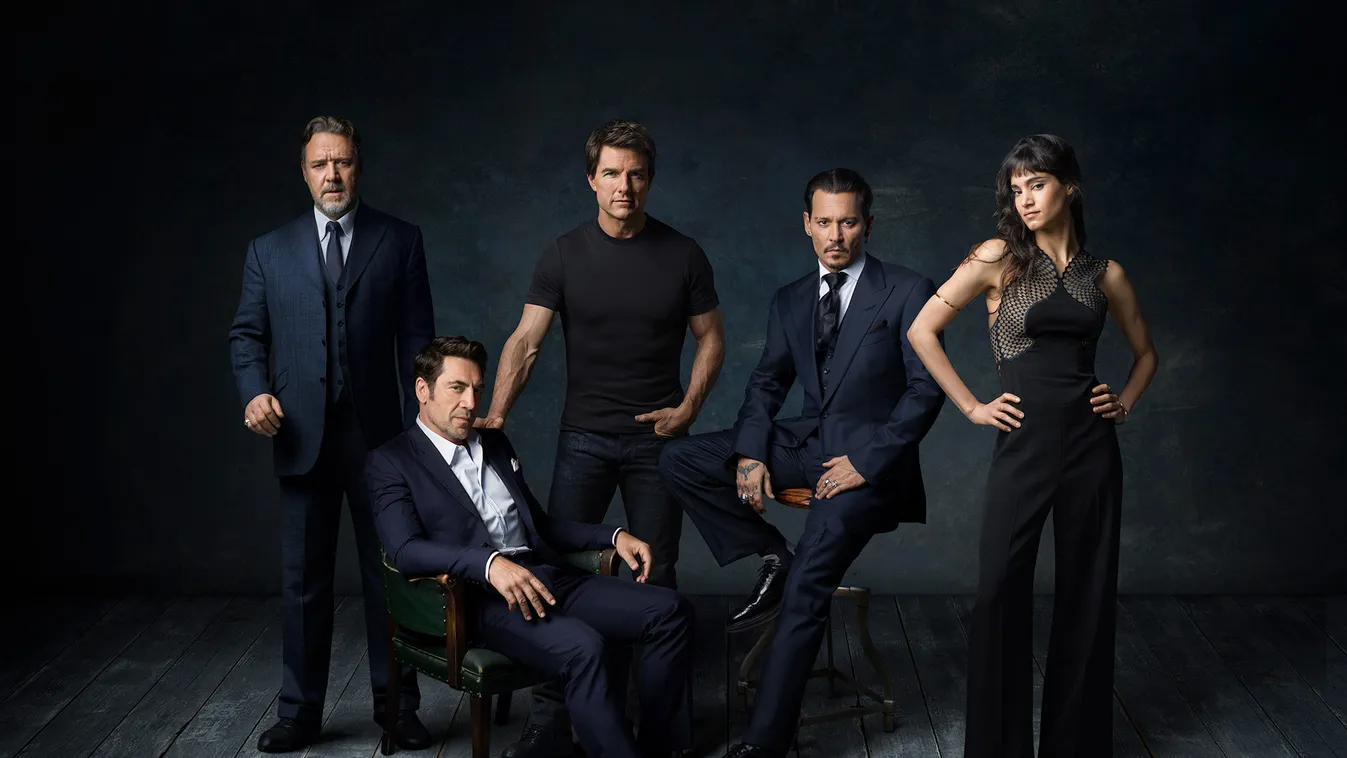 Russell Crowe, Javier Bardem, Tom Cruise, Johnny Depp és Sofia Boutella 