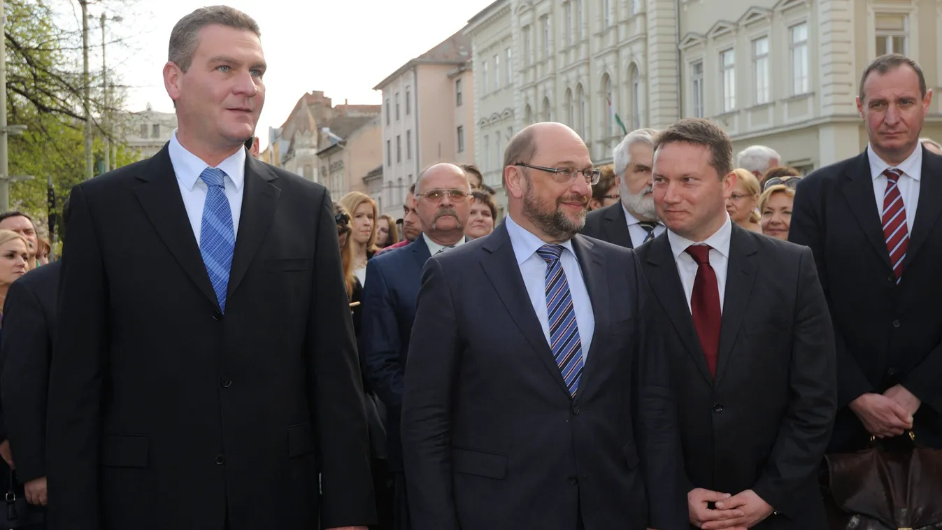 SCHULZ, Martin; Ujhelyi István; Botka László alelnök elnök Közéleti személyiség foglalkozása parlamenti képviselő polgármester politikus SZEMÉLY 