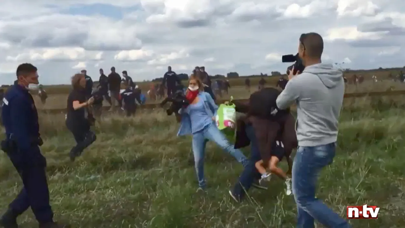 Camera woman makes refugees trip over leg refugees migration #migration SOCIAL ISSUES Petra Lazlo  László Petra FORMAT 