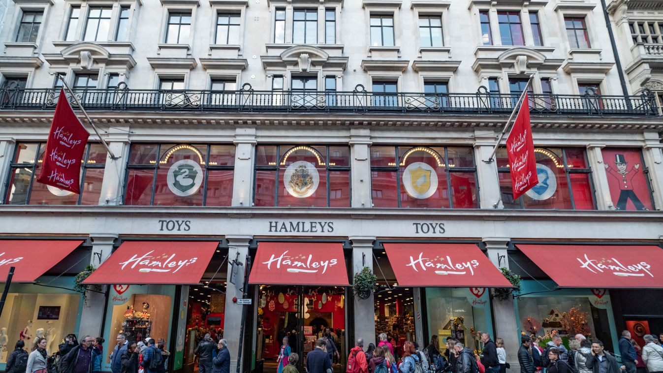 LONDON- APRIL, 2019: Hamleys store on Regent Street, the oldest toy shop in the world and popular family attraction in London's West End 