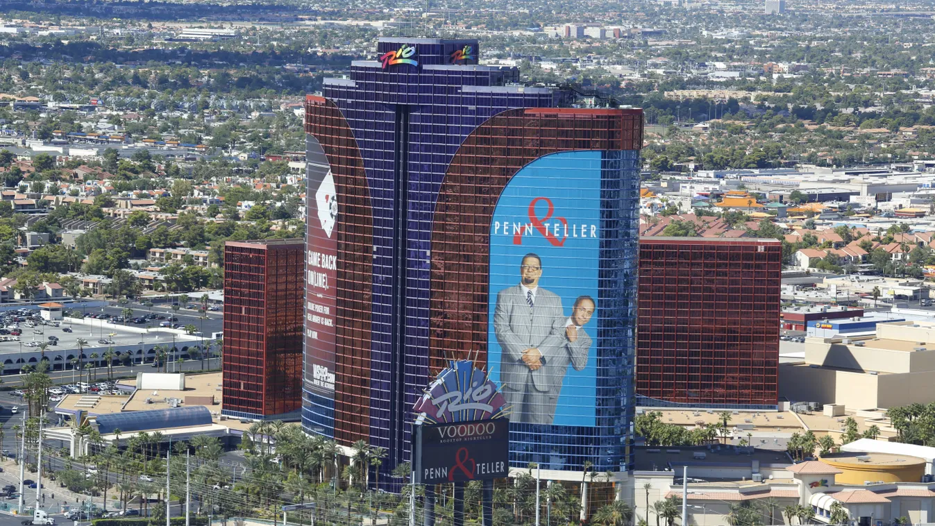 LAS VEGAS - SEPTEMBER 25 Aerial view of Rio All-Suites Hotel and Casino on September 25, 2014 in Las Vegas. The Rio All Suite Hotel and Casino is located off the Las Vegas Strip 