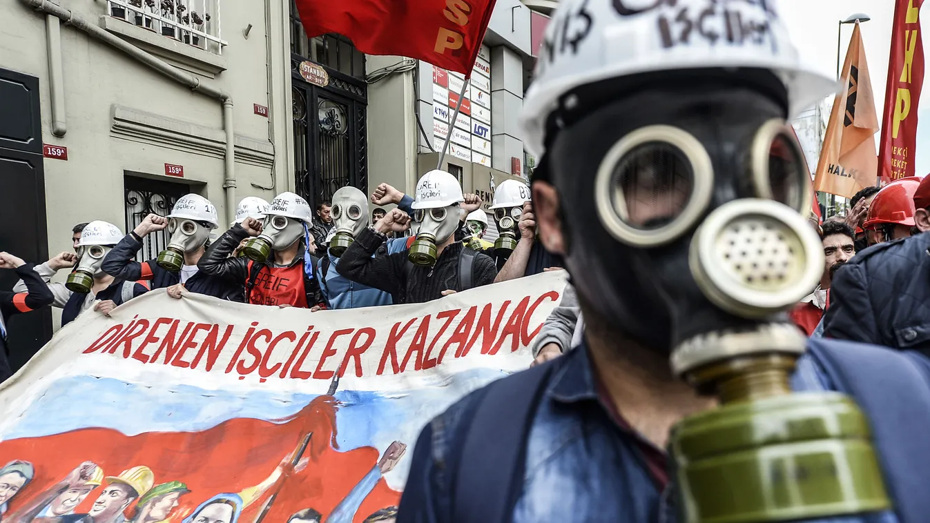 törökország, tüntetés, gázálarc, május 1., Isztambul 