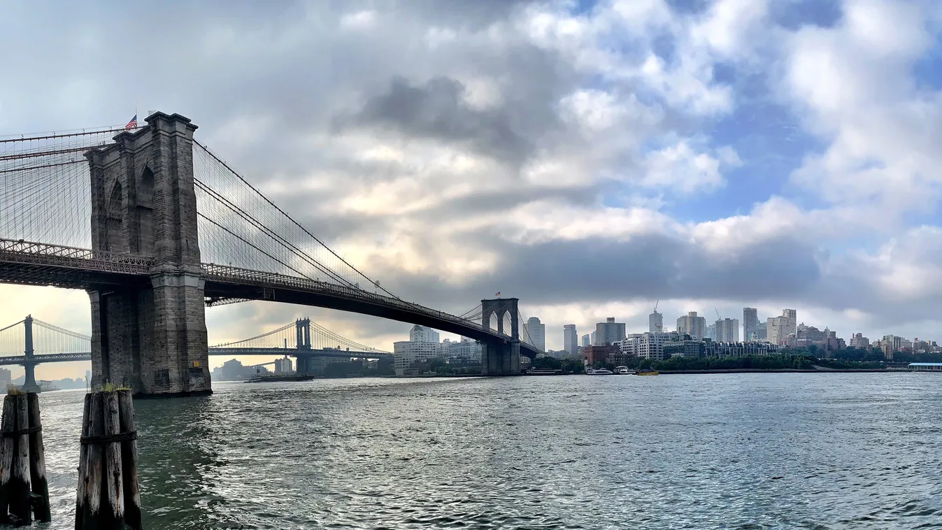 fotó, felhő, New York, Brooklyn, híd, hudson 
