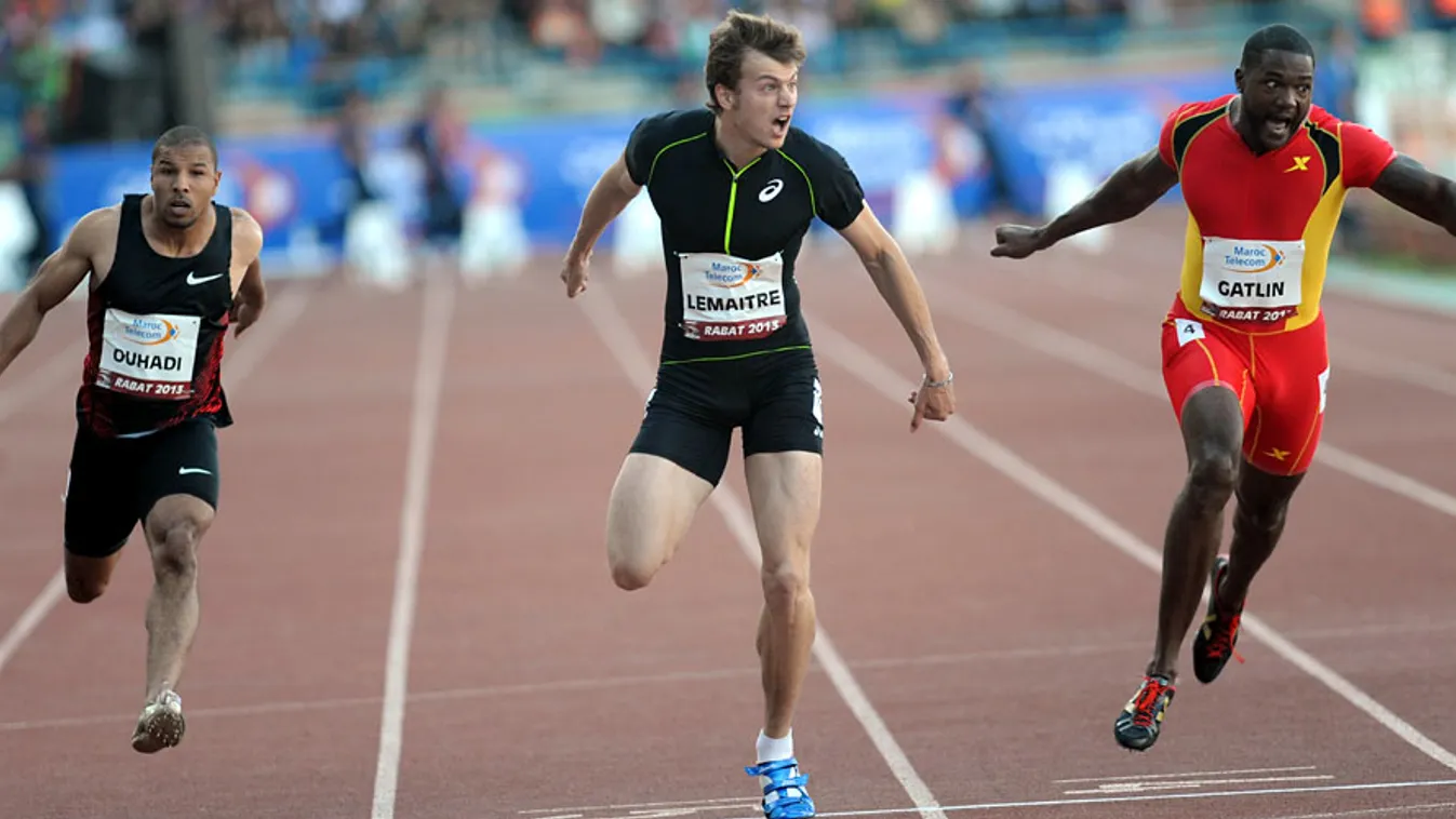 sprinterek, Christophe Lemaitre, francia atléta egy marokkói atlétikai versenyen