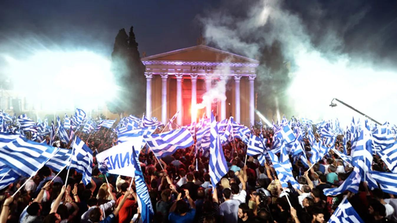 Görögország, választások, Antonis Samaras szimpatizánsai Athénban