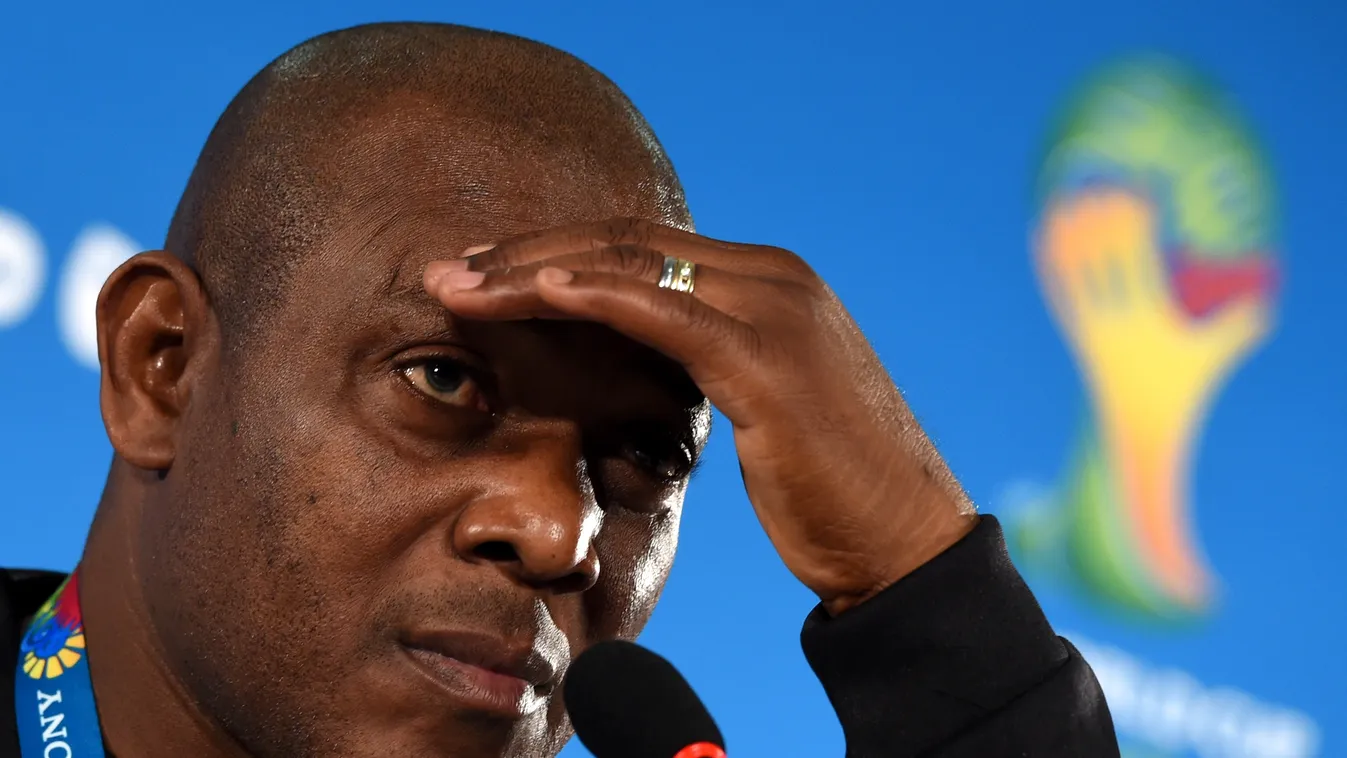World Cup 2014 - Nigeria press conference GESTURE THOUGHTFUL Stephen Keshi SQUARE FORMAT Nigeria's national soccer team coach Stephen Keshi speaks during a press conference in Brasilia, Brazil, 29 June 2014. Nigeria will face France in the FIFA World Cup 