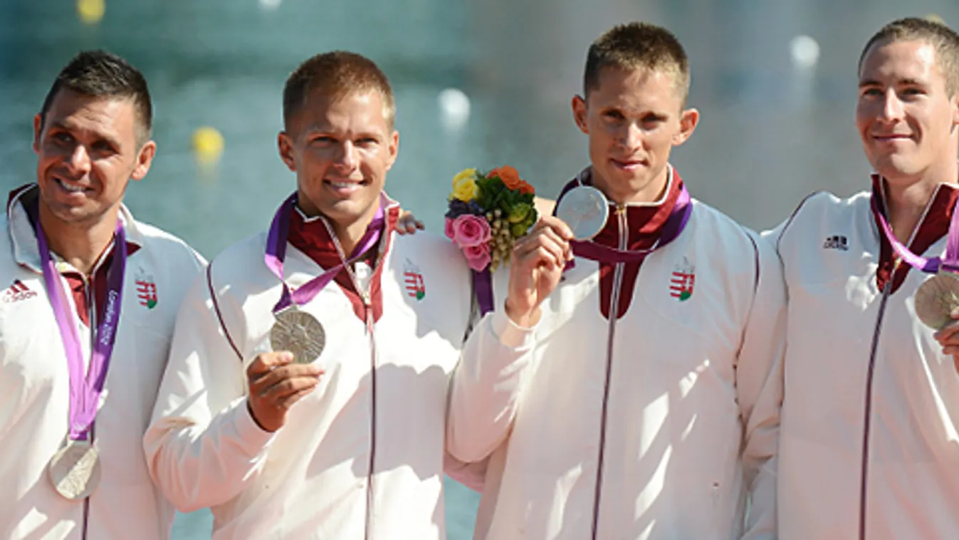 olimpia, london 2012, ezüstérmes a kajak négyes, Kammerer Zoltán, Tóth Dávid, Kulifai Tamás, Pauman Dániel 
