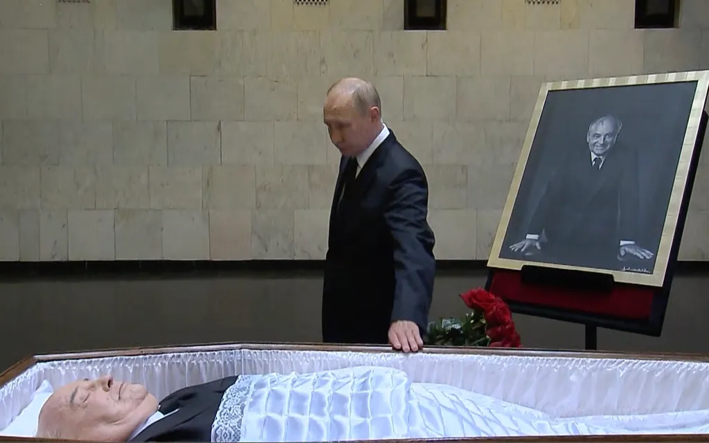 Putyin Vlagyimir, Gorbacsov Mihail, Gorbacsov Mihail temetése, temetés, egykori szovjet államfő, 2022.09.03. 