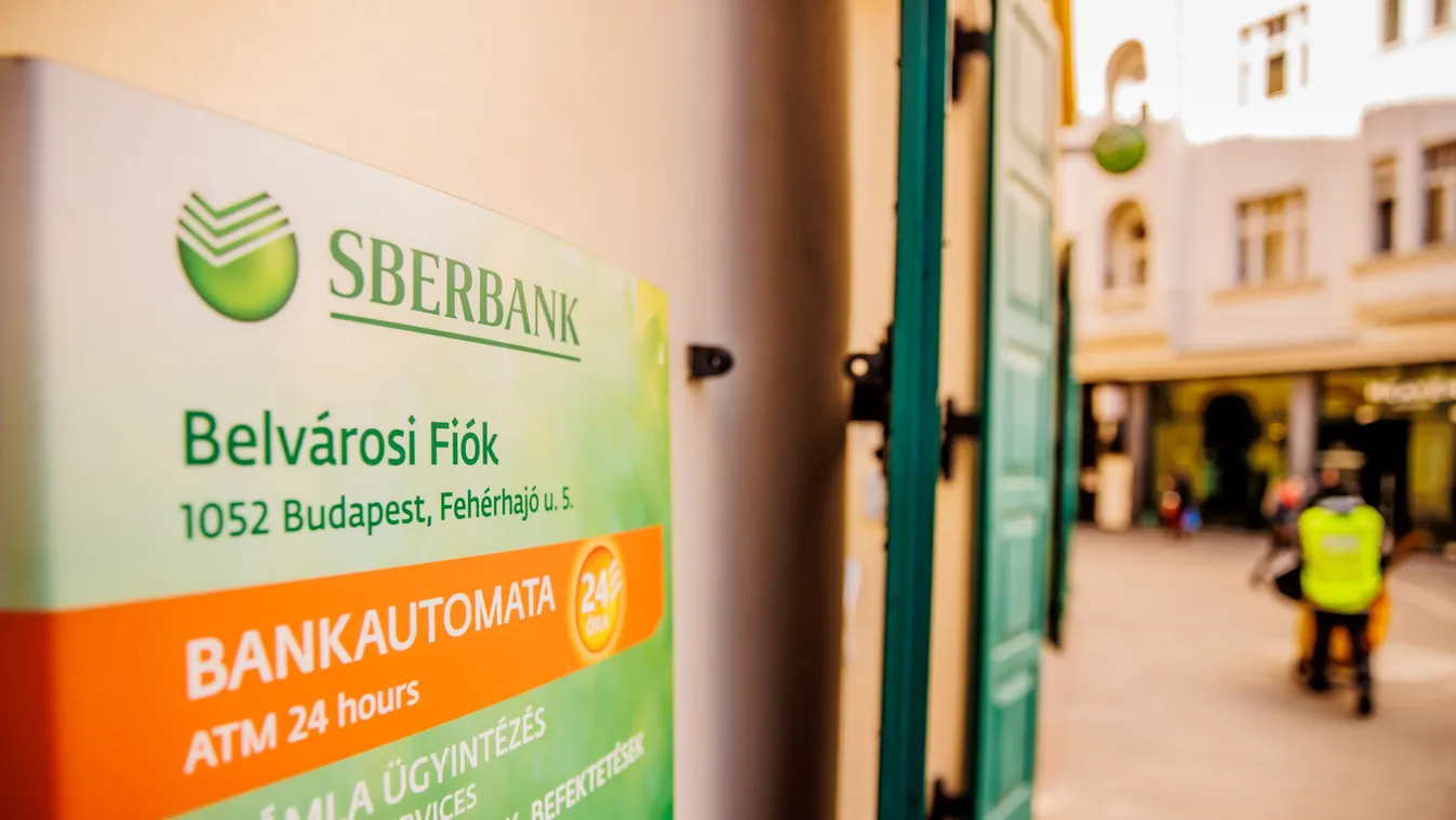 Sberbank, logó, épület, Budapest, Fehér Hajó utca, illusztráció 