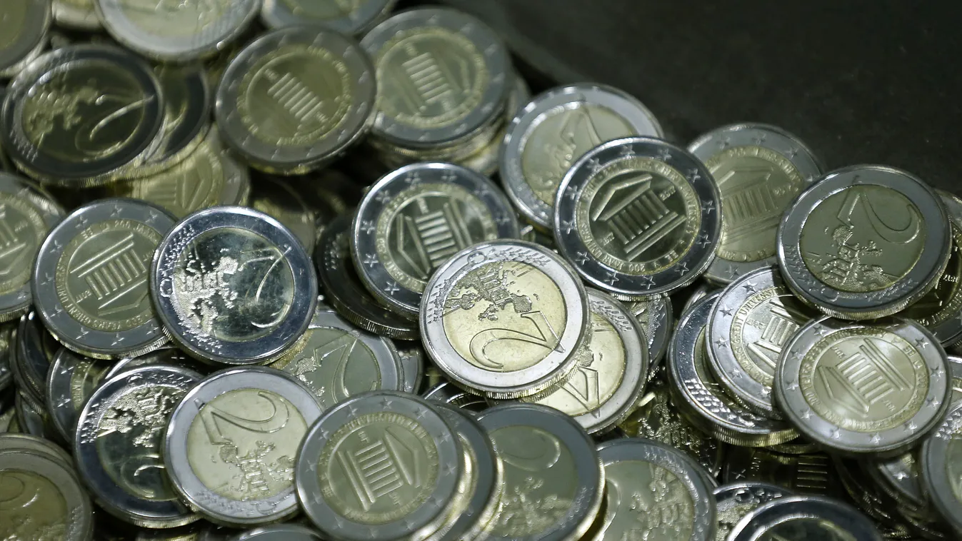 euro, érme, pénzérme, pénz, kéteurós, illusztráció, 
