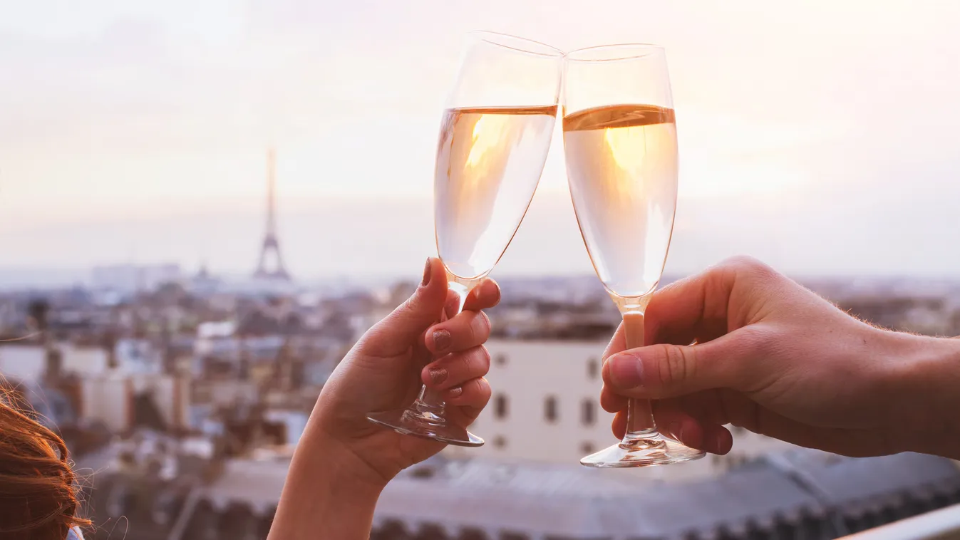 couple drinking champagne in Paris Couple - Relationship Beautiful Women Females Men Males Two People Celebration Dating Flirting Anniversary Dusk Drinking Glass Drinking Tasting Dreamlike Enjoyment Happiness Romance Love Friendship Luxury Life Events Lif