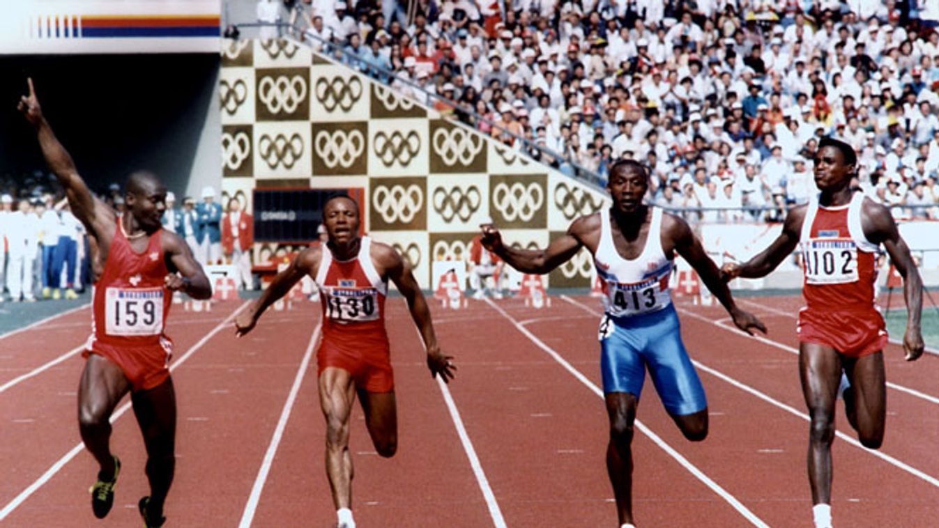 Ben Johnson 1988-as világrekordja (bal szélső)