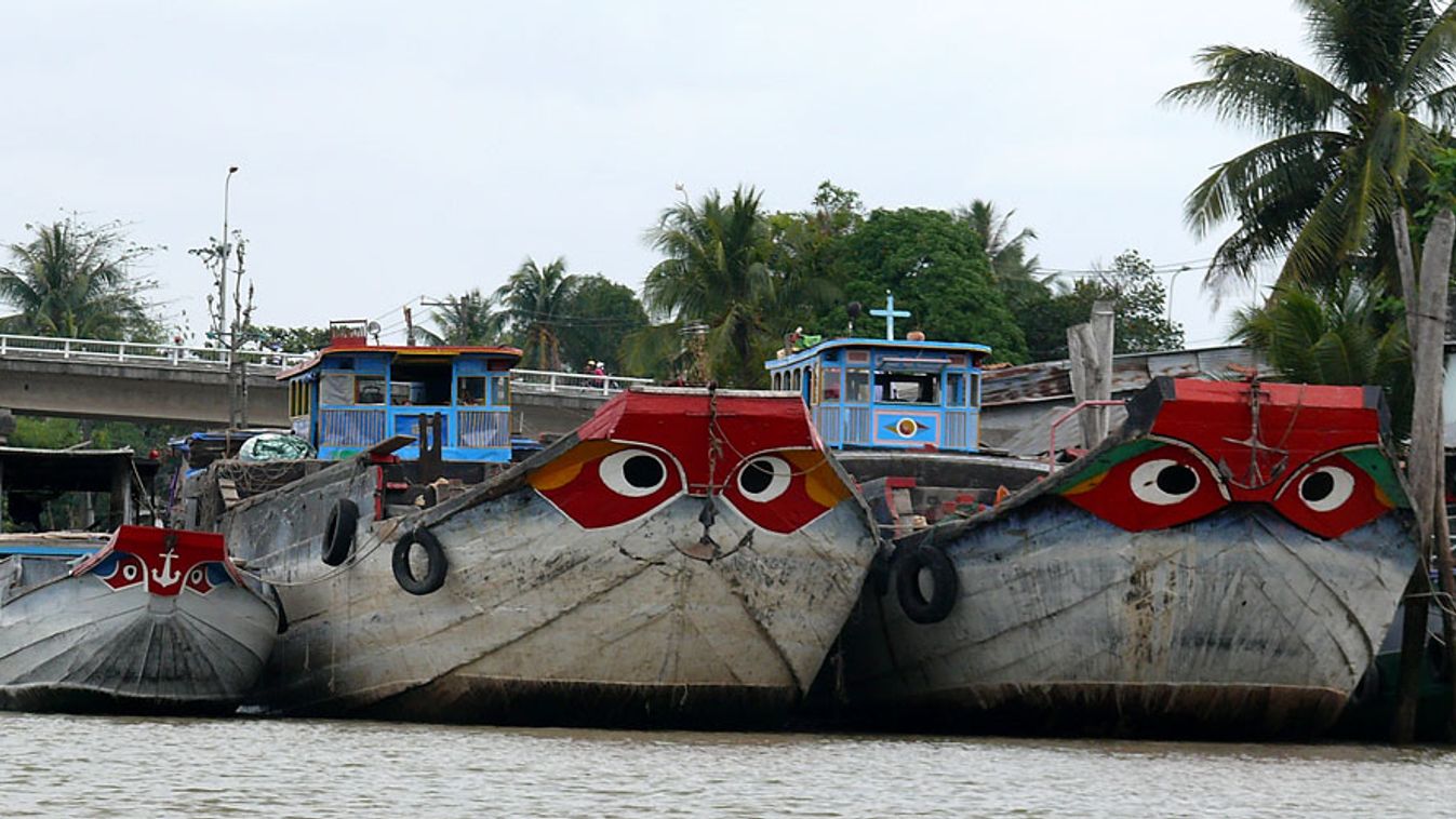 Mekong delta, Vietnám, Vietnam, festett szemek a rossz szellemek ellen