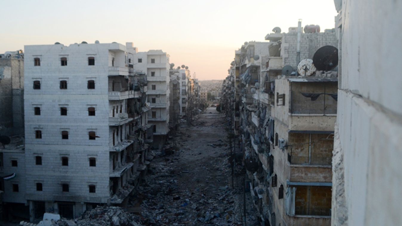 szíria, gáztámadás, vegyi fegyveres támadás, aleppó egy lerombolt külvárosi része 