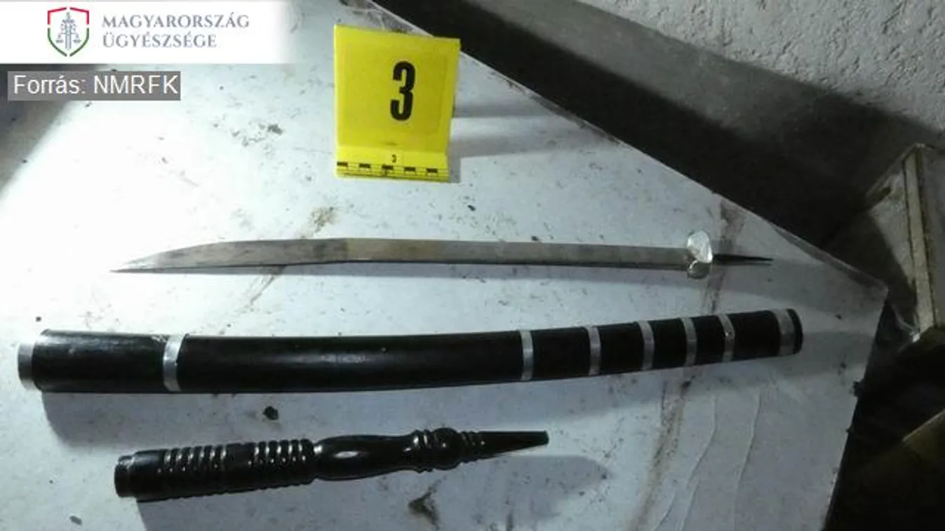 ezzel a karddal támadt rá egy Nógrádi férfi a látogatójára, fotó: Magyarország Ügyészsége 