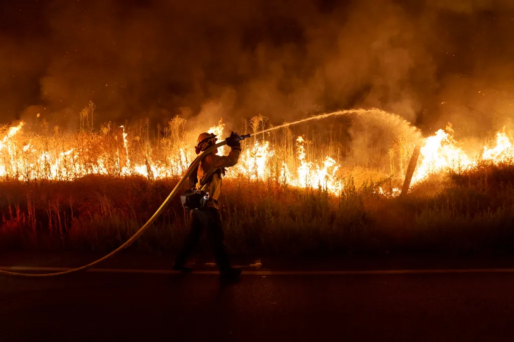 Erdőtűz, tűz, tűzoltó, Moreno Valley, Kalifornia, 2023.07.15. 