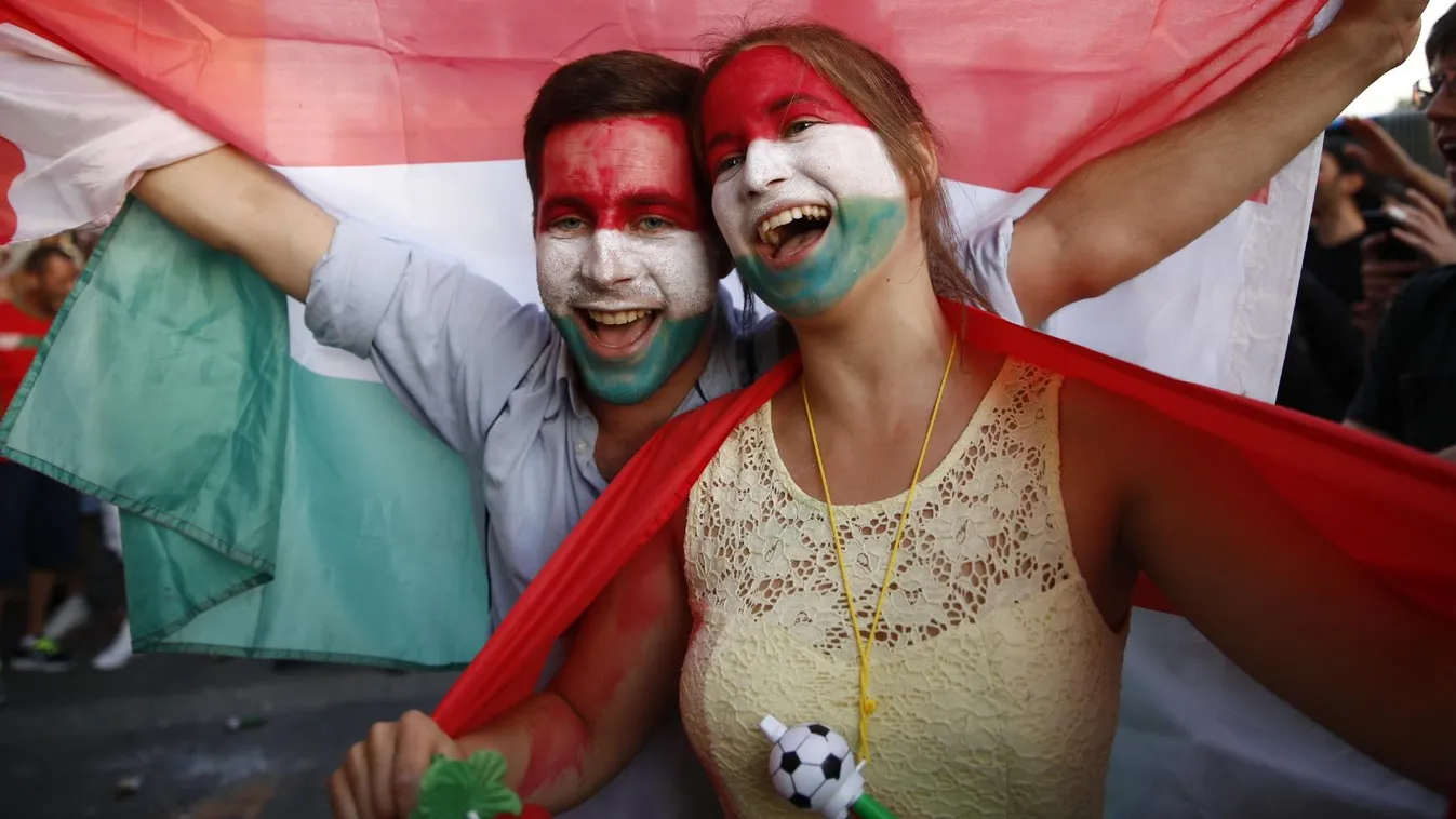 Magyarország - Izland, Euro 2016, foci Eb, UEFA Euro 2016 magyar szurkolók, foci, Erzsébet tér 