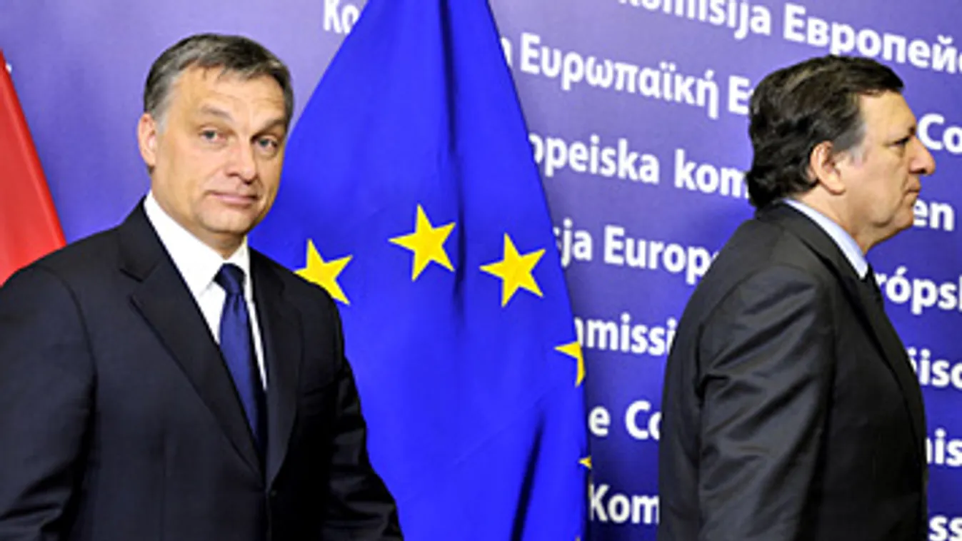 Orbán Viktor és José Manuel Barroso az EU brüsszeli központjában 
