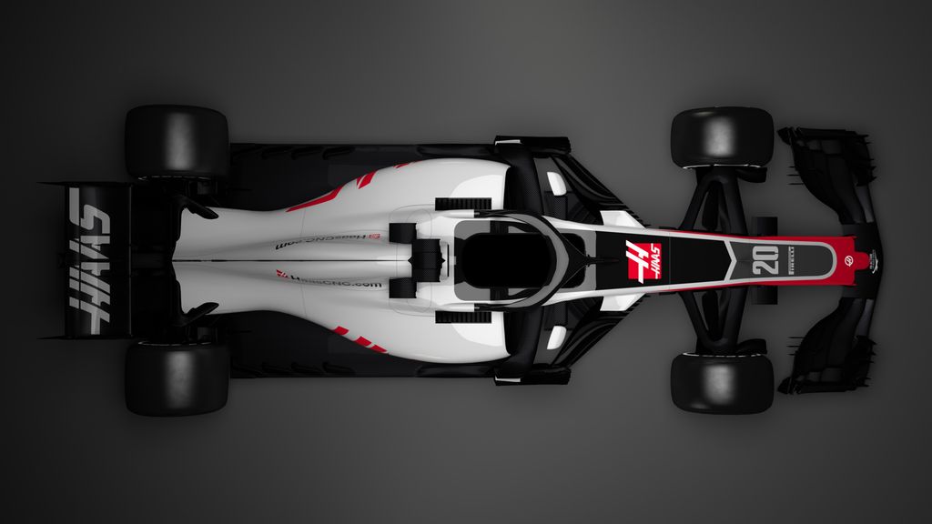 Haas F1 Team, Haas VF-18, F1, Formula-1, autóbemutató, felülnézet 