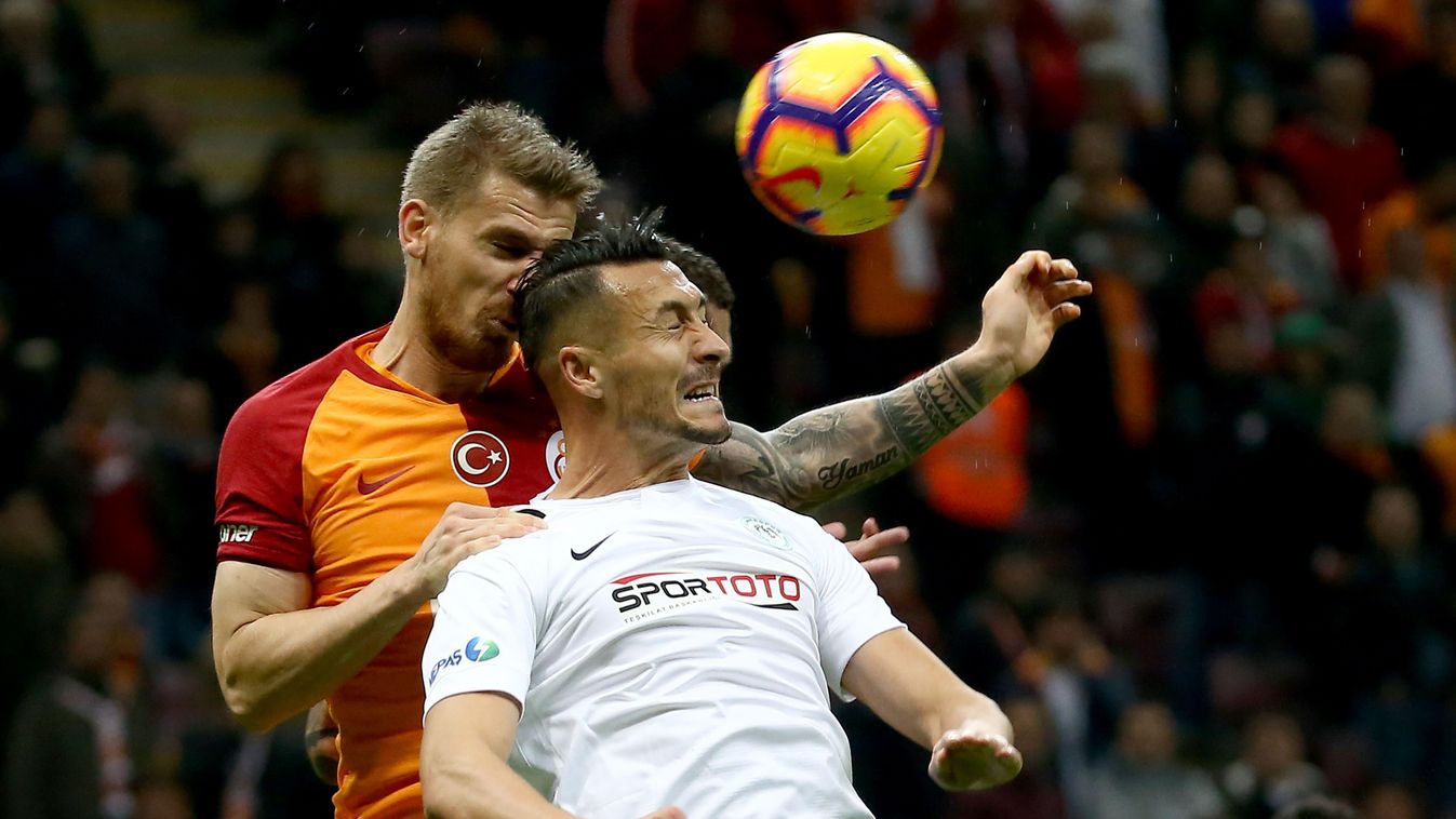 Galatasaray vs Atiker Konyaspor: Turkish Super Lig Galatasaray TURKEY Istanbul sports MATCH league PLAYER GAME Turkish Super Lig Atiker Konyaspor, Serdar Aziz 