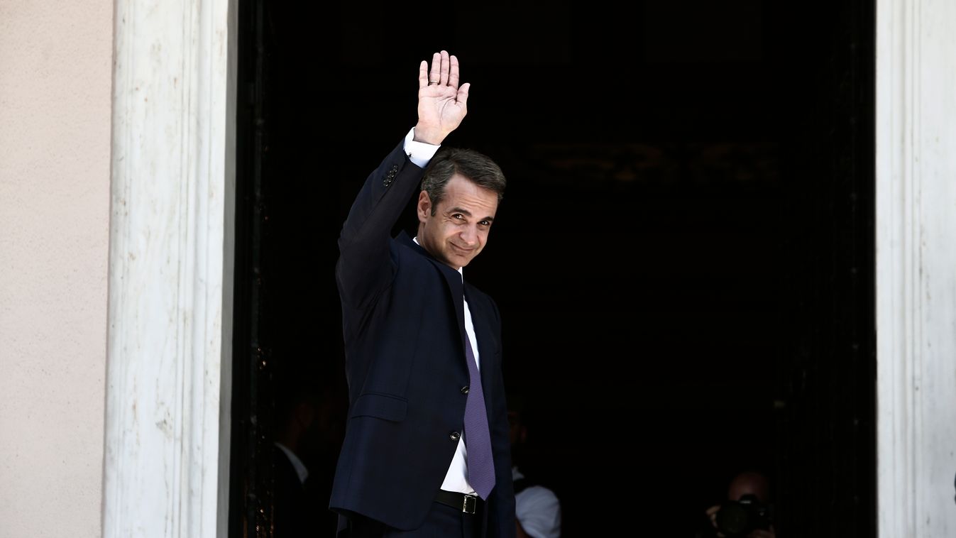 Conservative Kyriakos Mitsotakis takes over as Prime Minister in Greece One Person THREE QUARTER LENGTH Smile SMILING Look at Camera Eye Contact Looking at Camera greece POLITICS ELECTION athens Tsipras international news EUROPE PARLIAMENT Conservative Ky