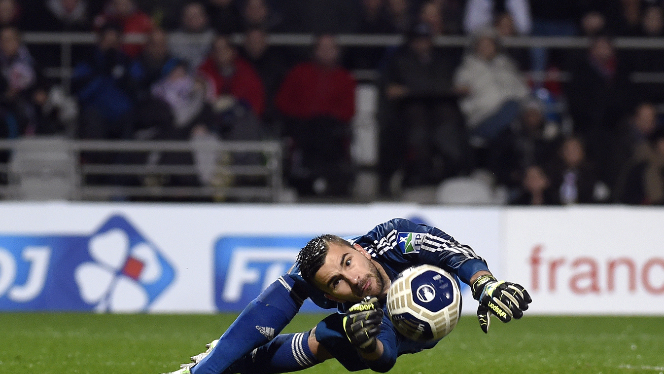 - HORIZONTAL CRICKET CLOSE UP ACTION GOALKEEPER Lyon's Portuguese goalkeeper Anthony Lopes stops a penalty during the French League Cup football match Olympique Lyonnais against AS Monaco at the Gerland Stadium in Lyon, south-eastern France, on December 1