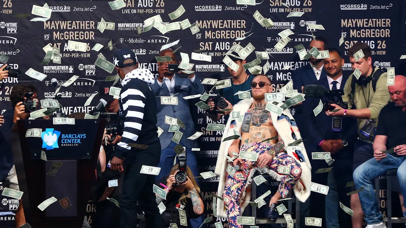 Floyd Mayweather Jr. v Conor McGregor World Press Tour - New York speaks during the Floyd Mayweather Jr. v Conor McGregor World Press Tour event at Barclays Center on July 13, 2017 in the Brooklyn borough of New York City. 