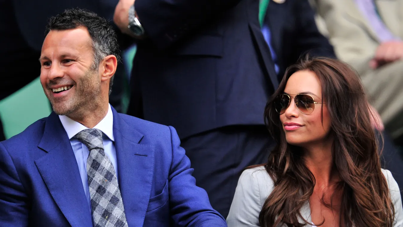 Ryan Giggs walesi labdarúgó és felesége Stacey Cooke, Wimbledon 