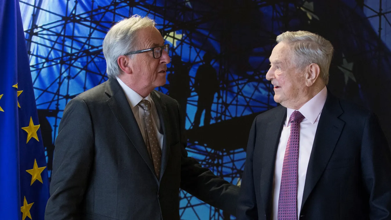 George Soros - Jean Claude Juncker meeting in Brussels Brussels investor 2017 MEETING Jean Claude Juncker George Soros European Union Commission President 