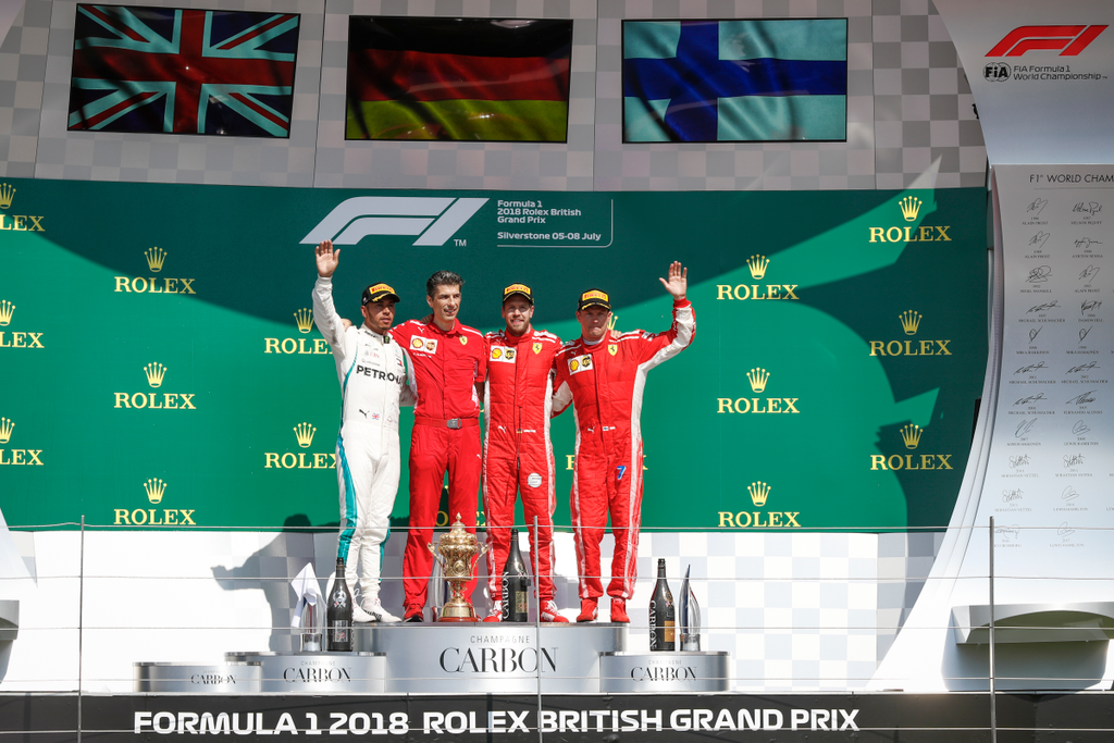 A Forma-1-es Brit Nagydíj, Lewis Hamilton, Sebastian Vettel, Kimi Räikkönen 