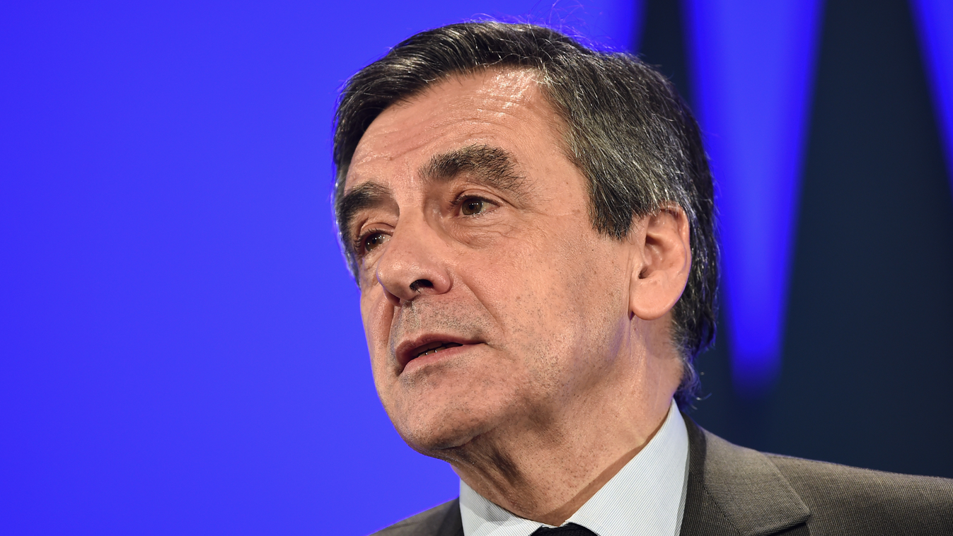 election Horizontal French presidential election candidate for the right-wing Les Republicains (LR) party Francois Fillon delivers a speech during a meeting on February 9, 2017 at Chasseneuil-du-Poitou, near Poitiers, western France.  / AFP PHOTO / GUILLA