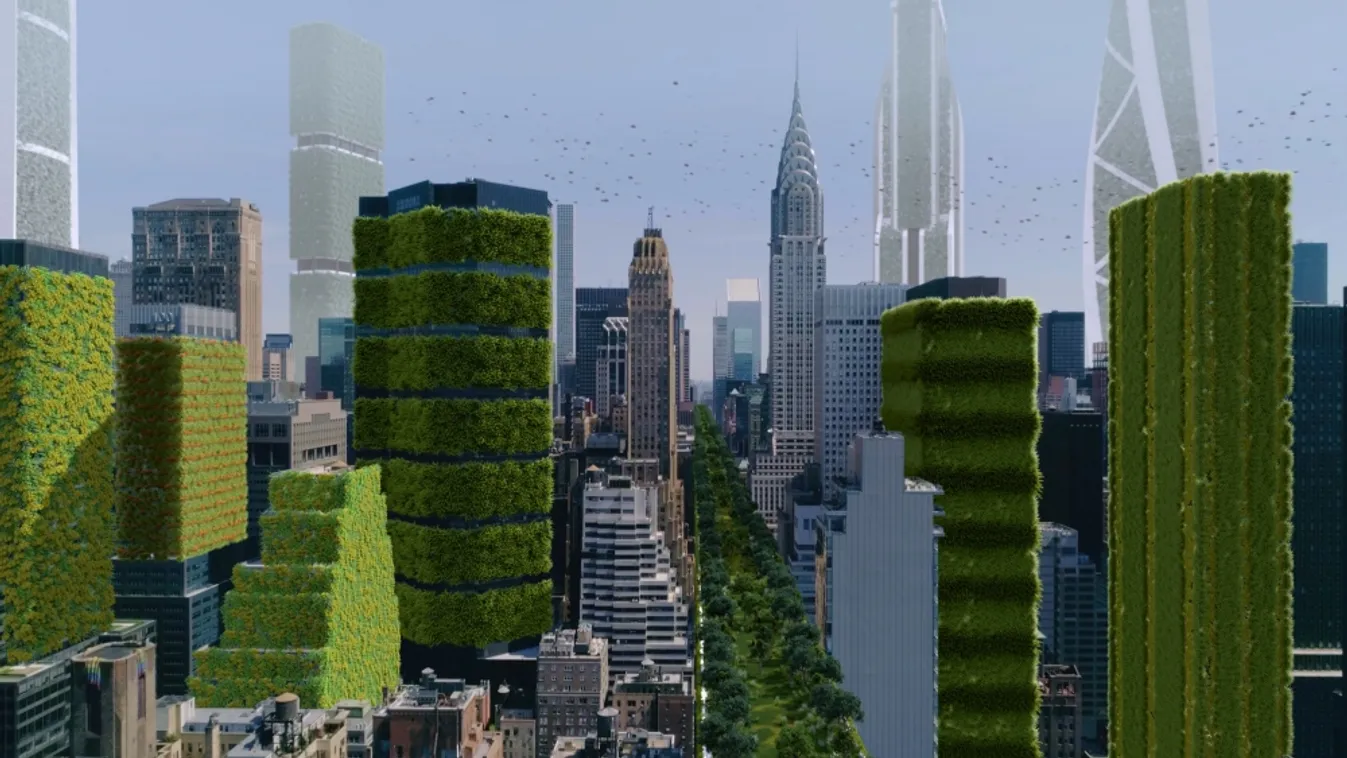 zöld város, felhőkarcoló, fenntarthatóság 