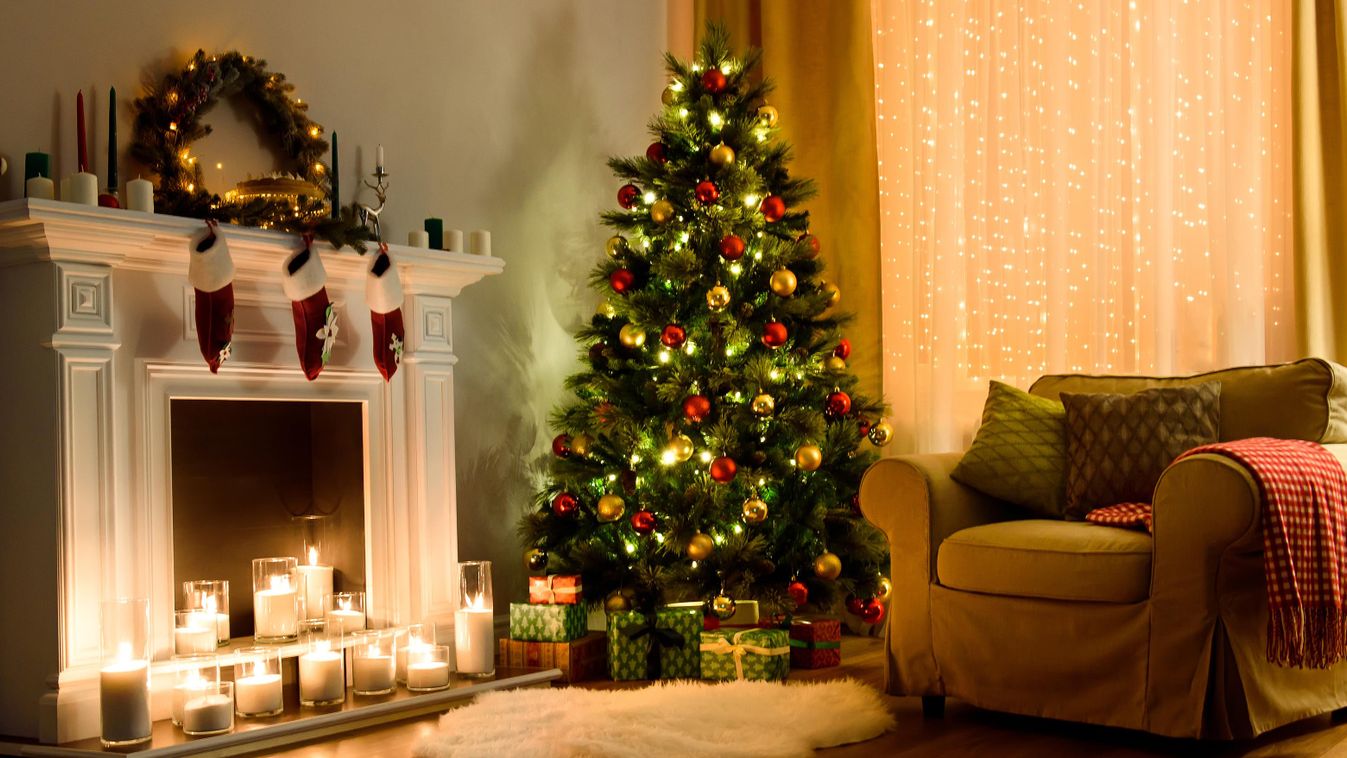 karácsony, karácsonyfa, égősor, dekoráció 