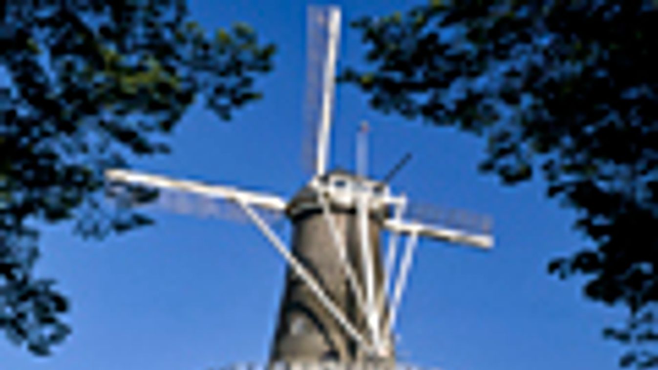 Holland körút, szélmalom és híd Leidenben
