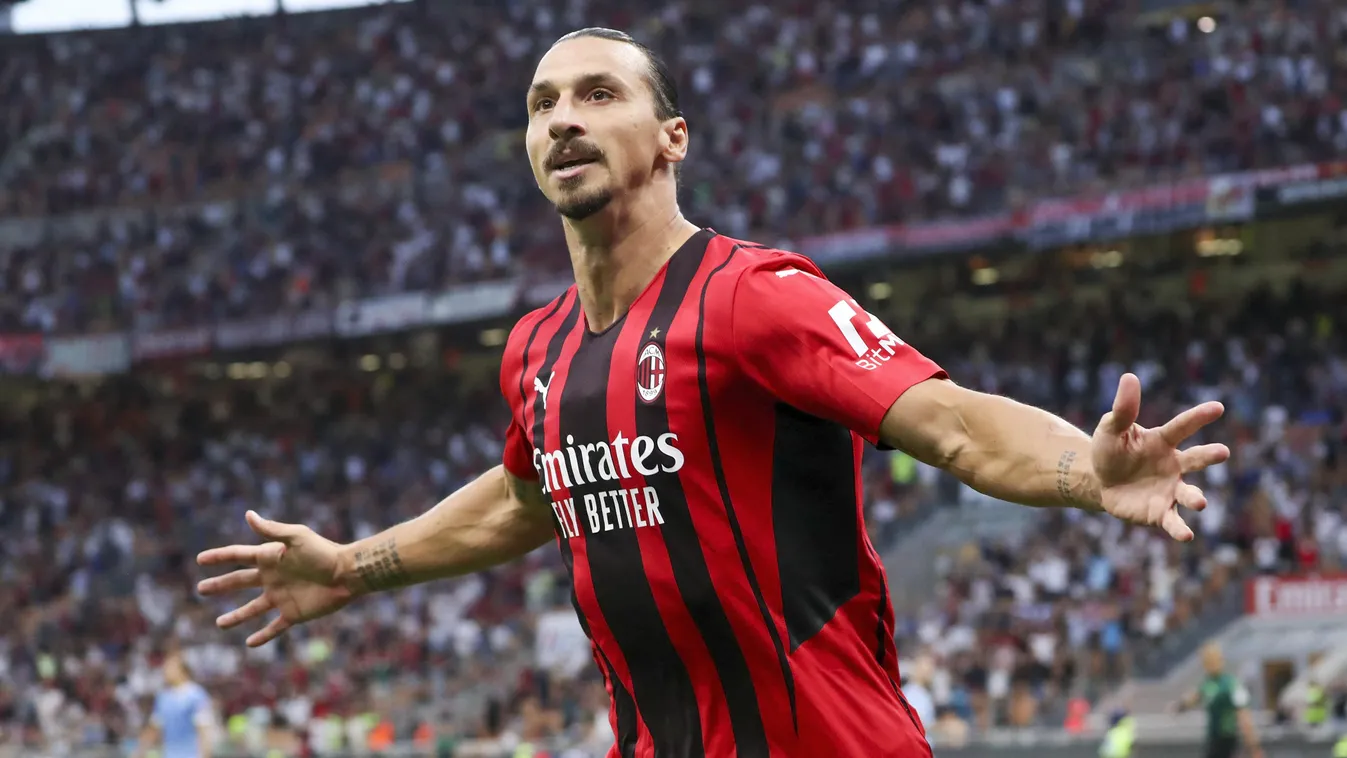 AC Milan v SS Lazio - Serie A Milan Milano Calciatore Calcio Italia Serie A Soccer Soccer Team Competition Serie A Match Serie A 2021-22 Italian Soccer League AC Milan One Person Stadio Giuseppe Meazza Zlatan Ibrahimovic second goal SS Lazio September Hor