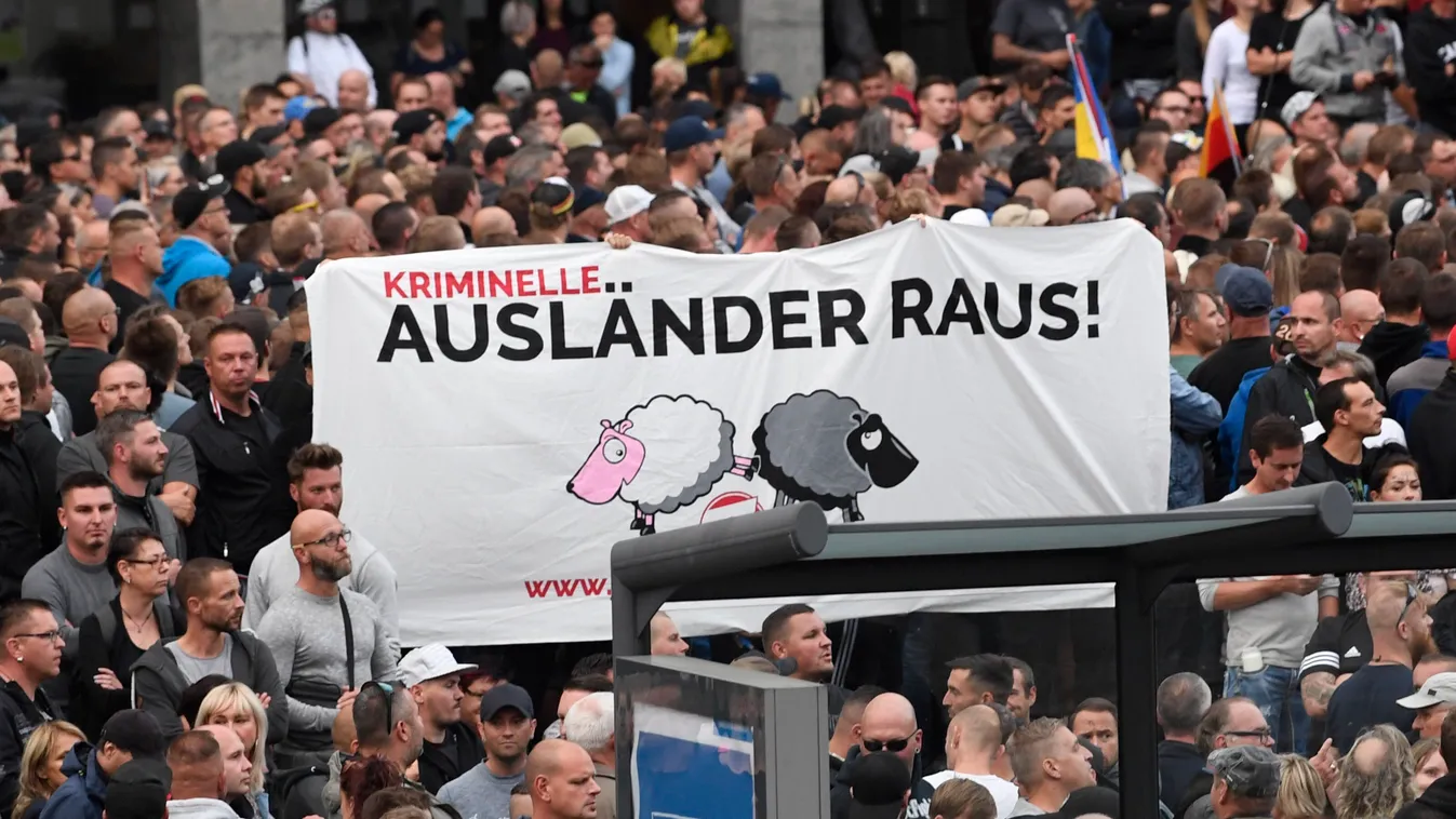Tüntetés Németországban, szélsőjobboldali tüntetők, 2018.08.27. 