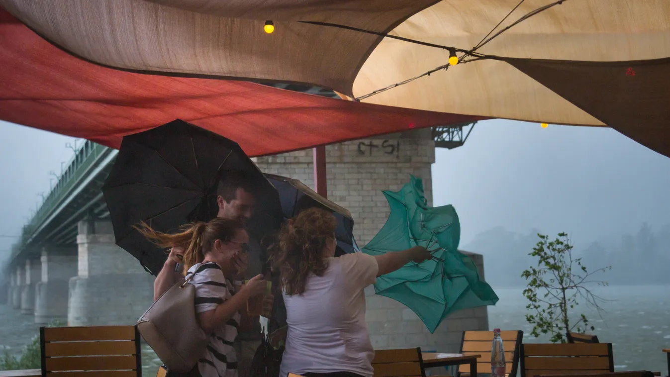 időjárás, vihar, Újpest, eső, borult ég, Budapest 