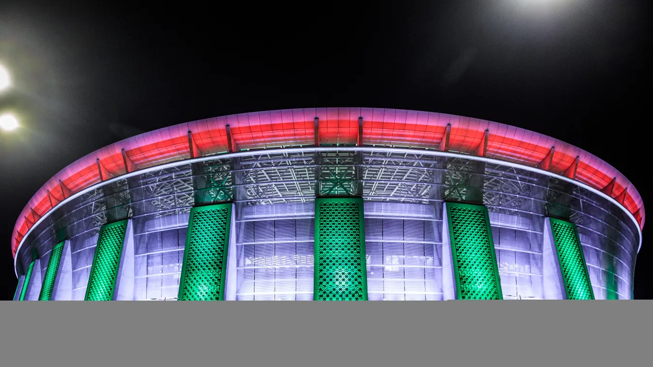 Puskás Ferenc Stadion Népstadion díszkivilágítás piros fehér zöld piros-fehér-zöld 