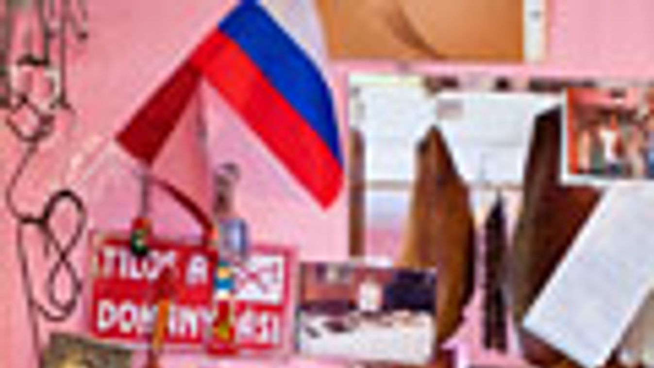 Hévíz, megnövekedett orosz érdeklődés, orosz turisták, orosz zászló és szuvenírek egy kolbászboltban