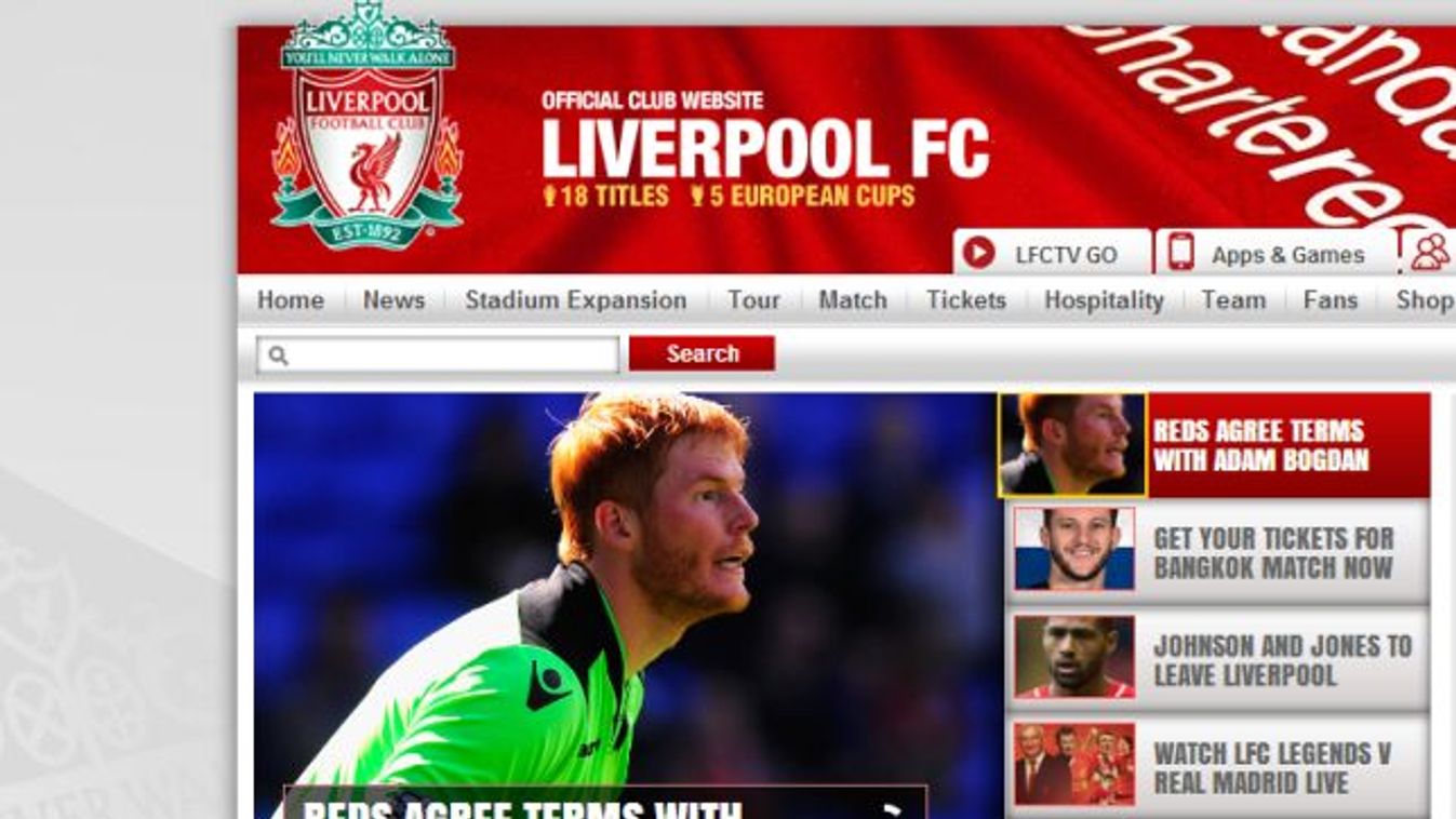 Így jelent meg a hír a Liverpool honlapján 