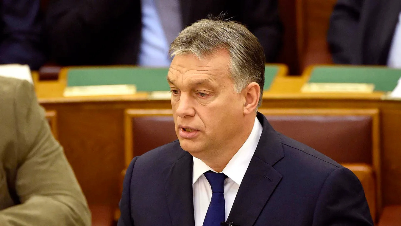 Orbán Viktor Budapest, 2016. október 17.
Orbán Viktor miniszterelnök az alaptörvény hetedik módosításának vitáját megnyitó expozéját tartja az Országgyűlés plenáris ülésén 2016. október 17-én.
MTI Fotó: Bruzák Noémi 