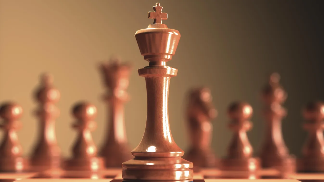 Chess king, illustration NOBODY NO-ONE ARTWORK DIGITALLY GENERATED ILLUSTRATION 3D 3 DIMENSIONAL THREE CLOSE UP CHESS PIECE BOARD GAME FOCUS ON FOREGROUND DIFFERENTIAL KING LEISURE STRATEGY LEADERSHIP CONTROL POWER AUTHORITY CGI 