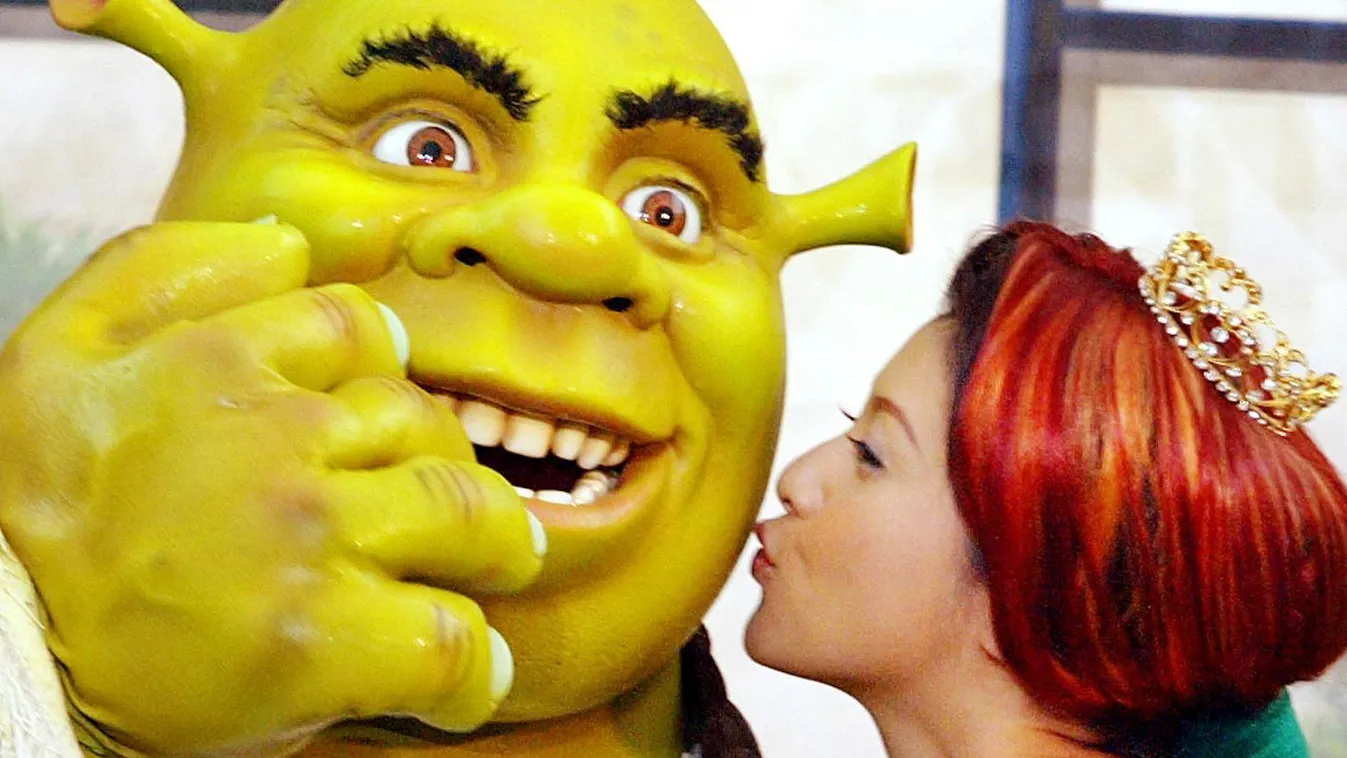 arckifejezés, illusztráció, Shrek és Fiona hercegnő a Hollywood témaparkban, Oszaka 