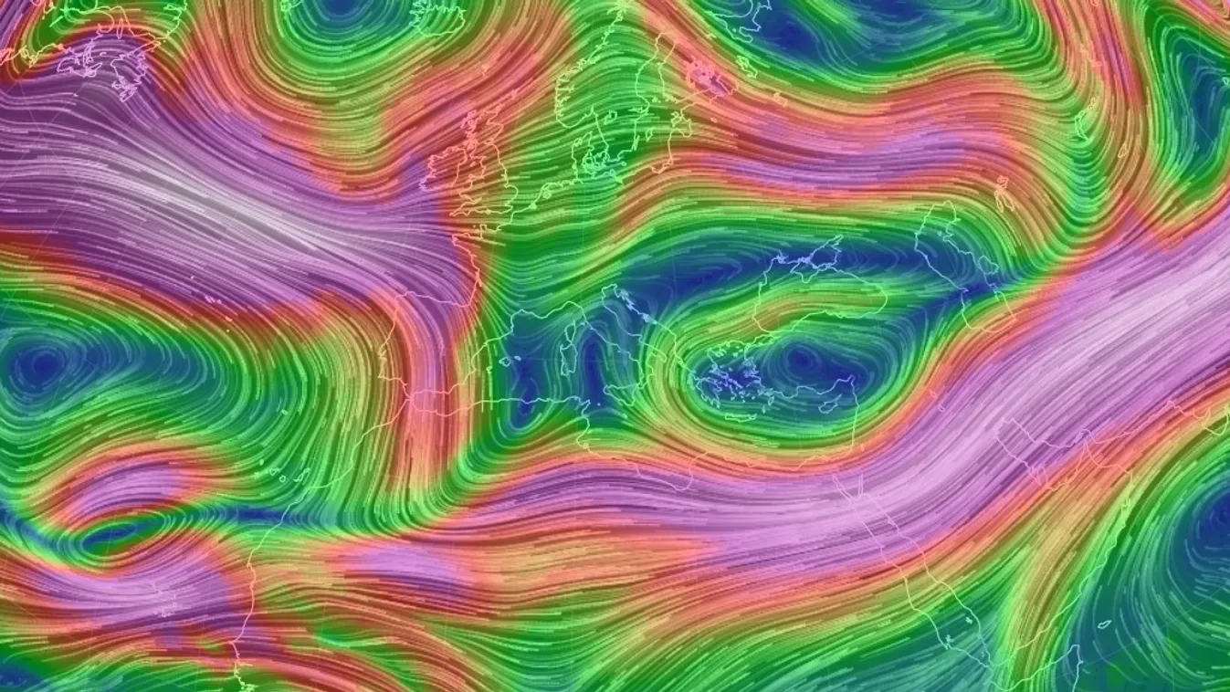 széljárás, szélsebesség, térkép, Earth, Cameron Beccario, jet stream, 10500 méter 