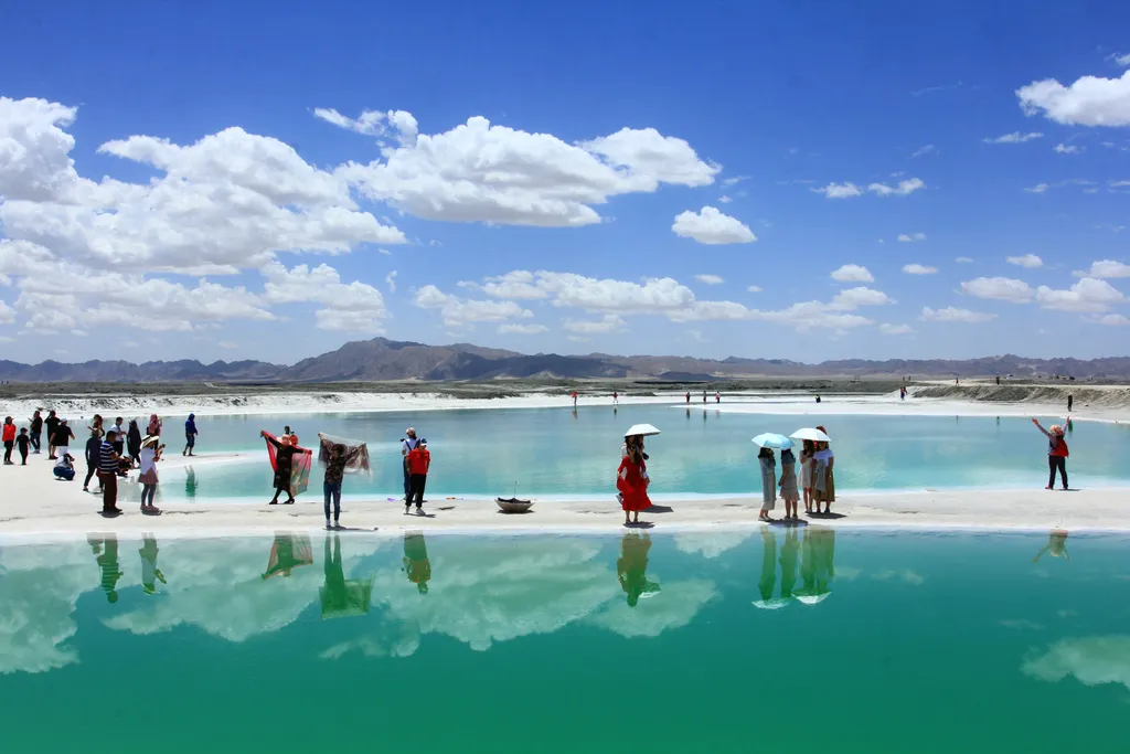 Emerald Lake, Qinghai, Kína, Smaragd-tó, smaragd, tó, tavak, só, sós 