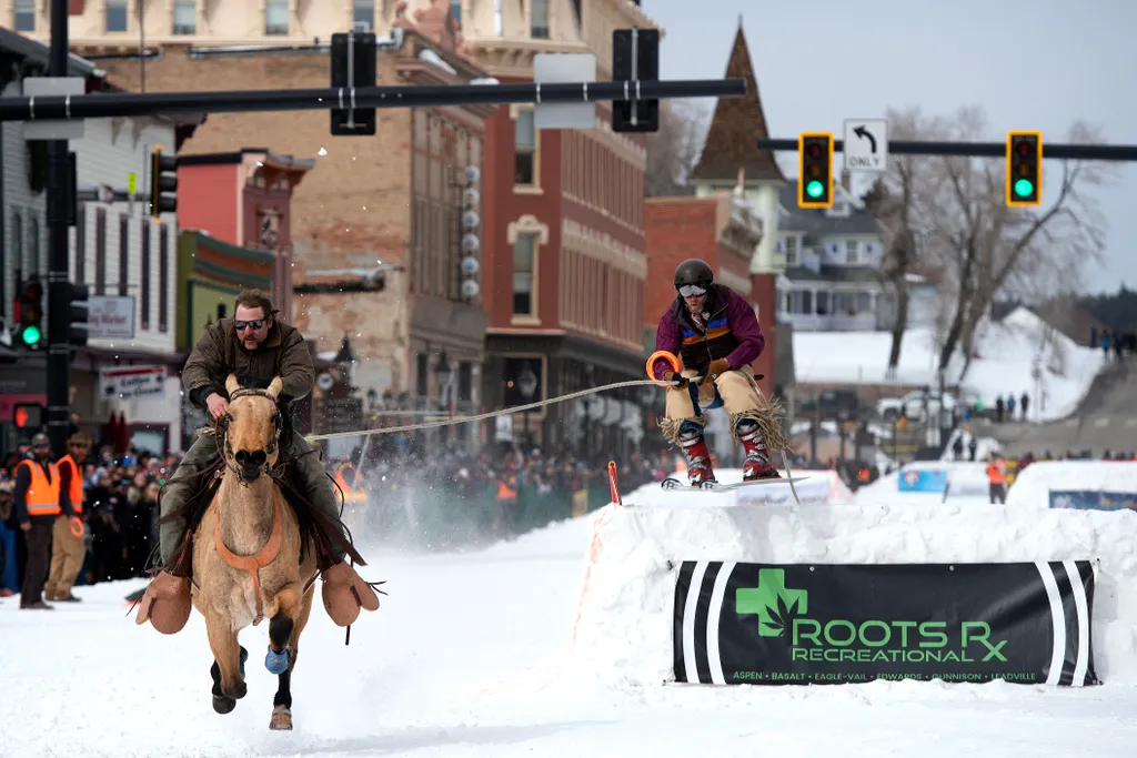 Síjöring, sí, rodeó, Leadville, Colorado, USA, 