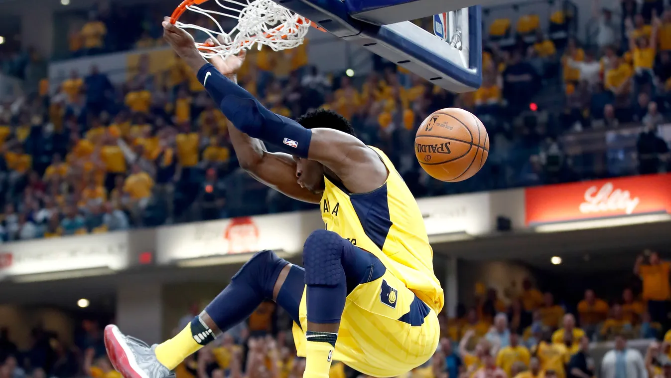 Cleveland Cavaliers v Indiana Pacers - Game Six GettyImageRank2 SPORT HORIZONTAL Ball Basketball - Sport USA Indianapolis Slam Dunk Photography Indiana Pacers Cleveland Cavaliers NBA Bankers Life Fieldhouse Quarterfinal Round NBA Pro Basketball Playoffs G